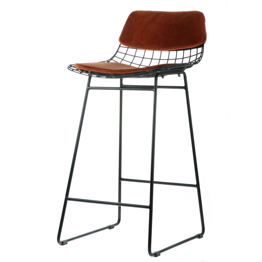 Mink Interiors Black Wire Bar Stool  (Complete Seat Cushions) - colour options available