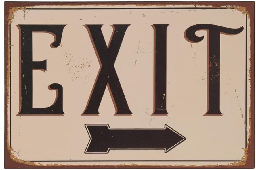 clayre & Eef Metal Vintage Sign "Exit"