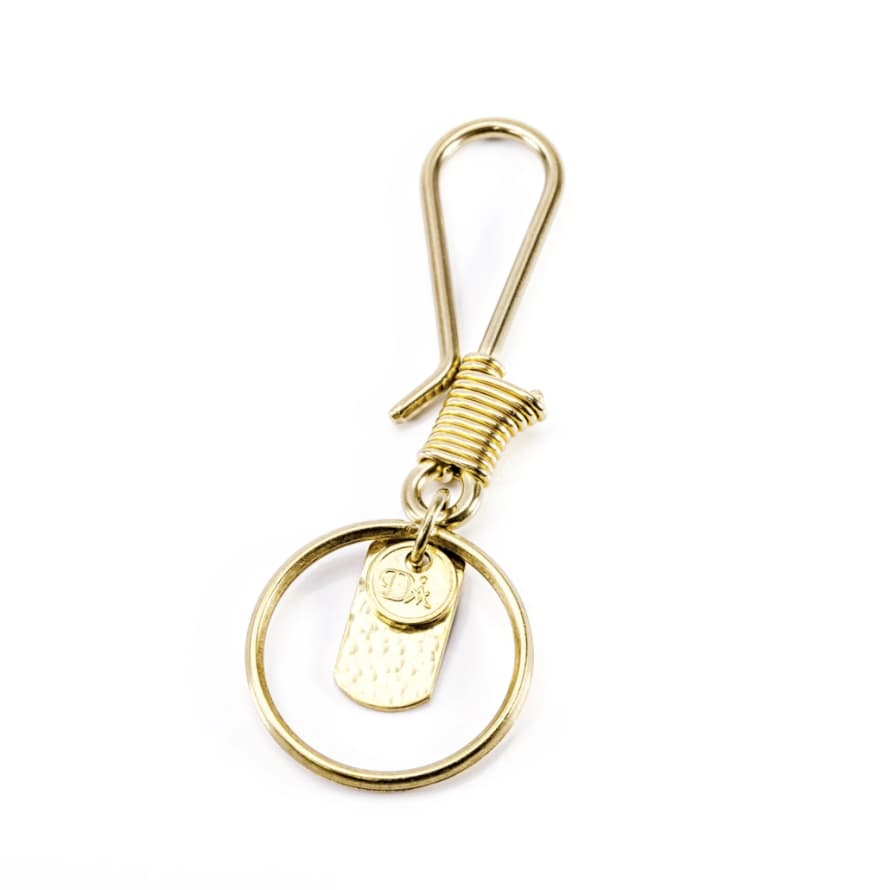 Diarge Japan Chased Brass Plate Hook Keyring Gold
