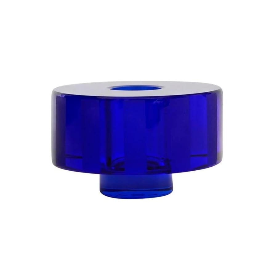 OYOY Graphic Candleholder Low Round Blue