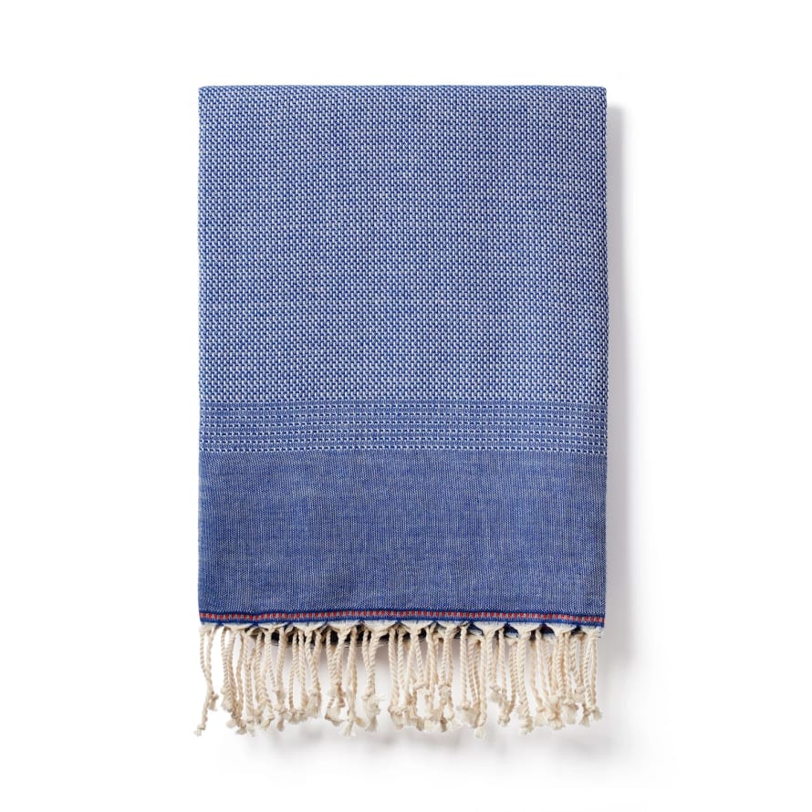 Luks Linen Cotton Turkish Peshtemal Towel in Ekin Denim Blue