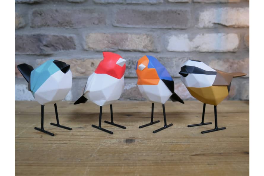 &Quirky British Garden Geometric Birds Set of 4