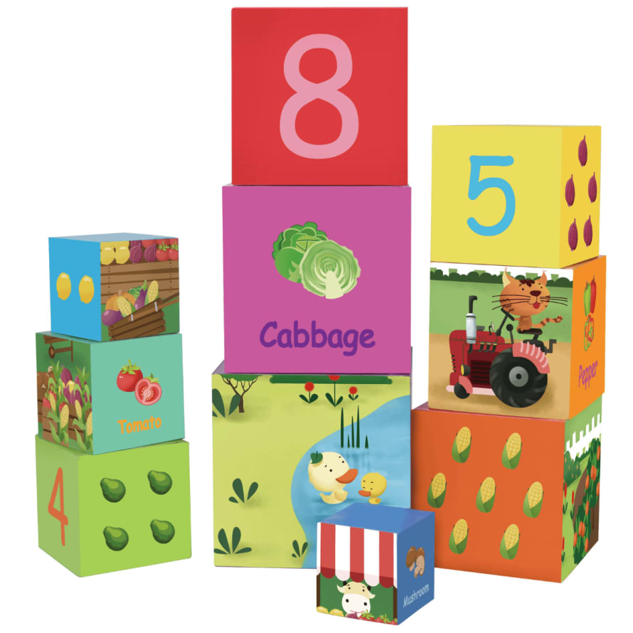 Classic World 10 Pieces Vegetable Stackable Cubes Toy