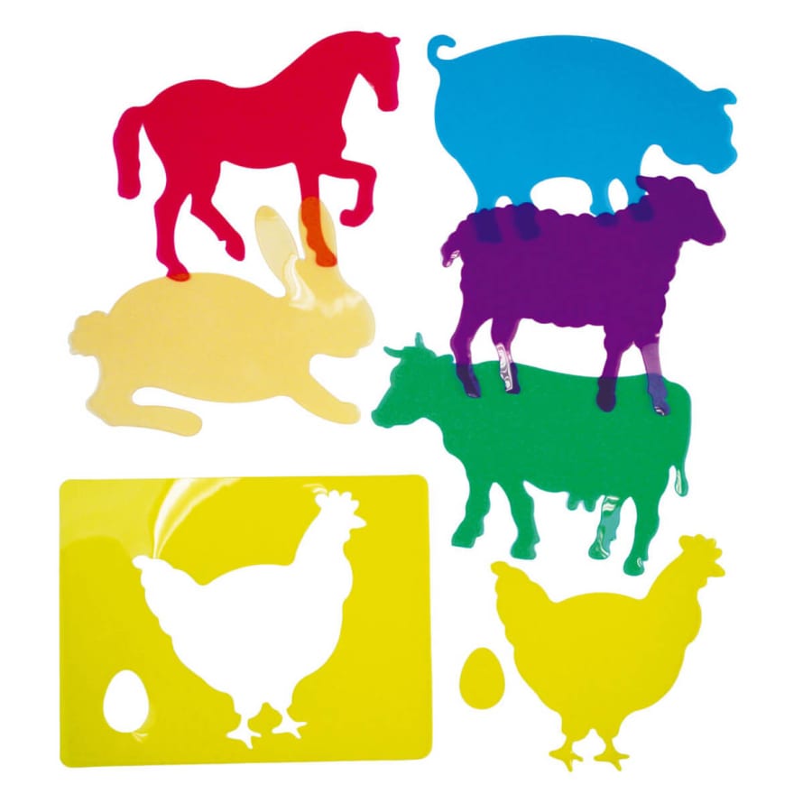Henbea Set of 6 Farm Animals Translucent Stencils