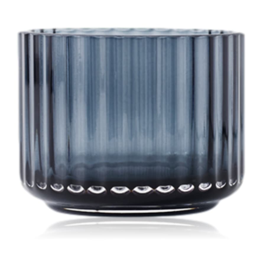 Lyngby Porcelaen Mouth Blown Glass Tealight Holder Midnight Blue