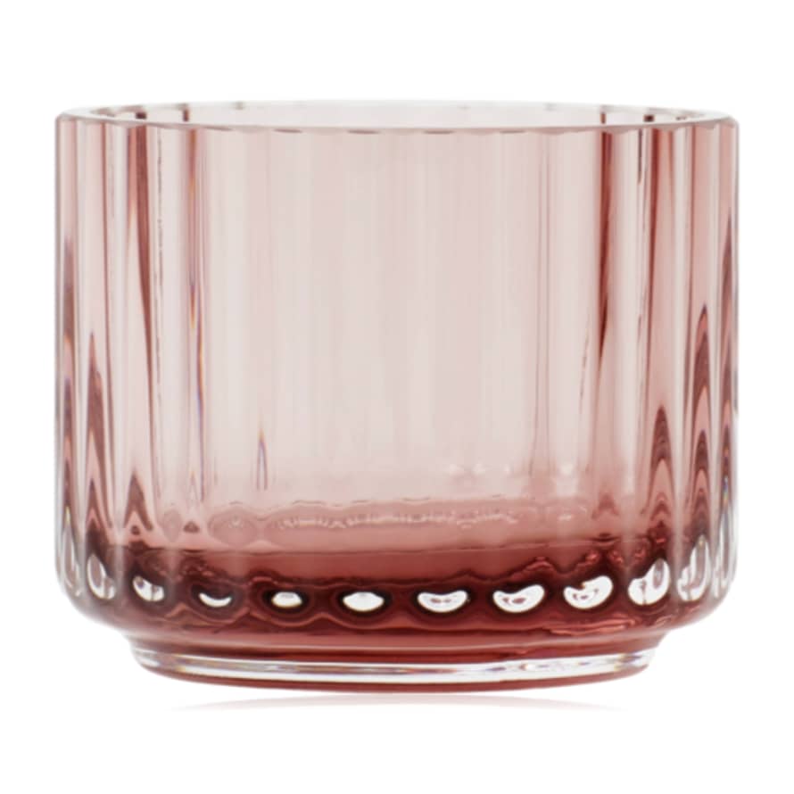 Lyngby Porcelaen Mouth Blown Glass Tealight Holder Pink