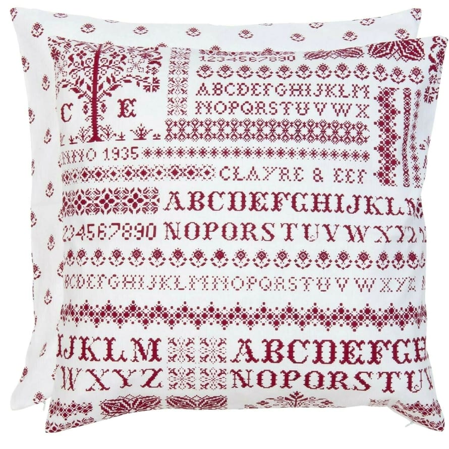 clayre & Eef Cotton Cushion Cover Cross Stitched Pattern 