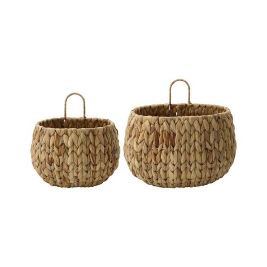 House Doctor Set Of 2 Handwoven Round Hanging Storage Baskets
