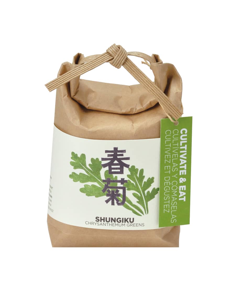 Noted Grow Your Own Japanese Herb Kit in Japanese Paper Bag Shungiku Chrysanthemum Leaves