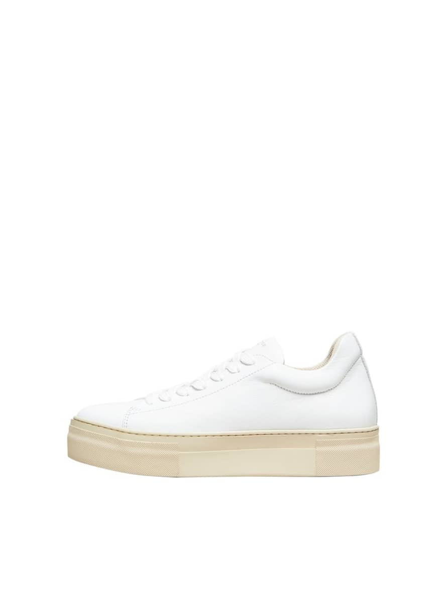 Selected Femme Hailey Leather Trainers White 