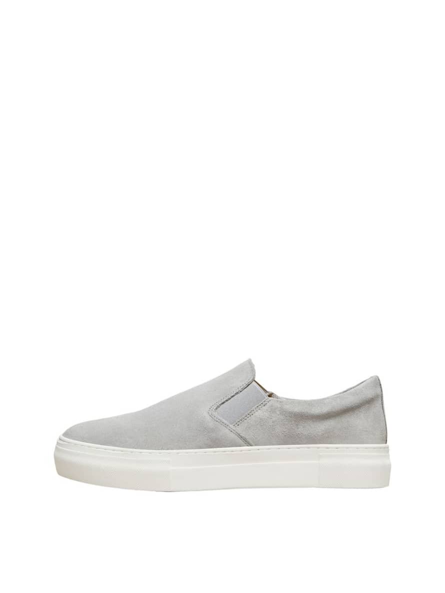Selected Homme Grey David Chunky Suede Slip On Trainers