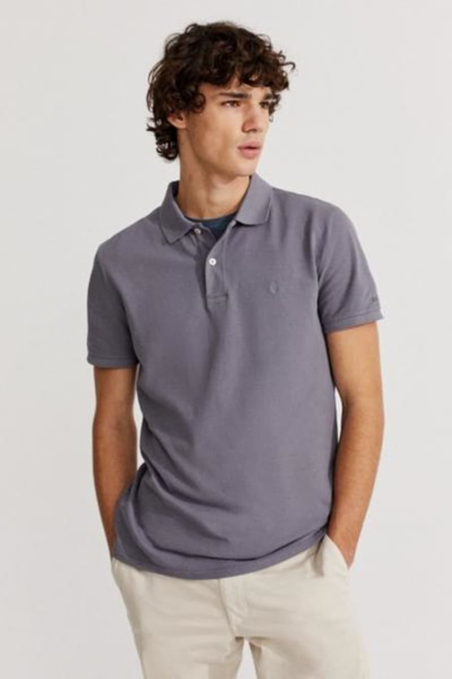 Ecoalf Ted Slim Fit Grey Blue Polo
