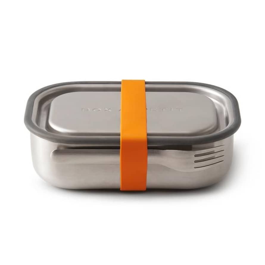 Black + Blum Stainless Steel Lunch Box with Orange Strap Large