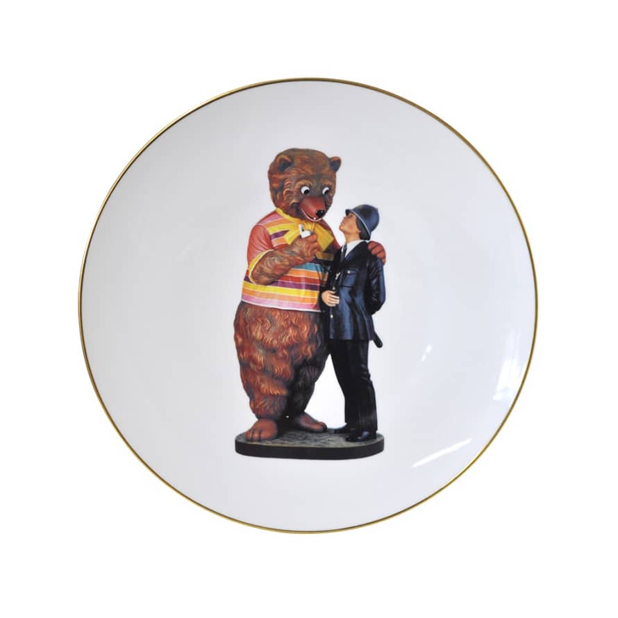 Bernardaud Plate "Bear and Policeman" by Jeff Koons