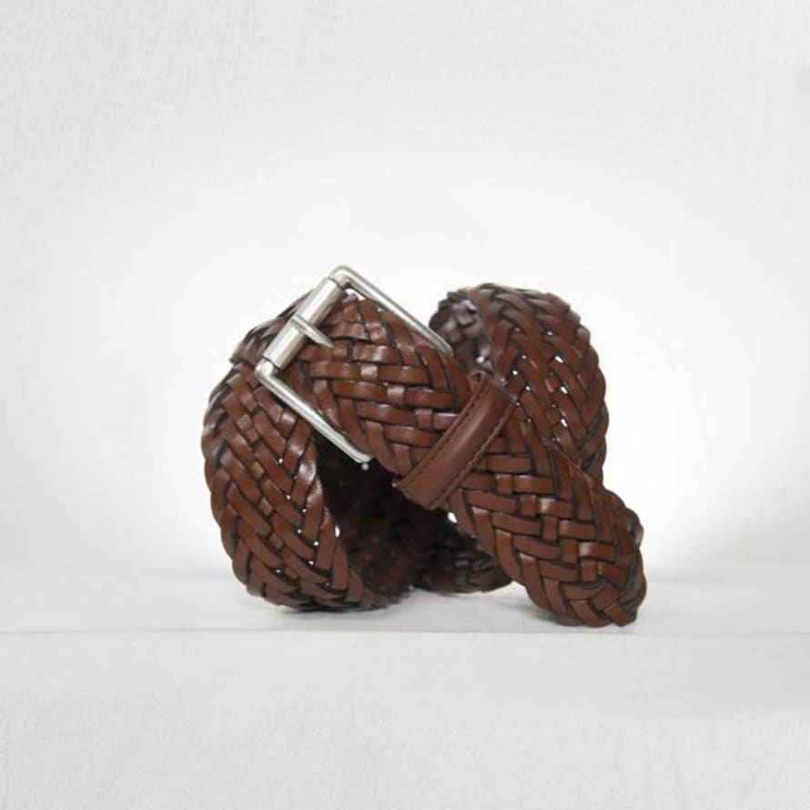 Anderson's Classic Woven Leather Belt Tan 3 5 Cm