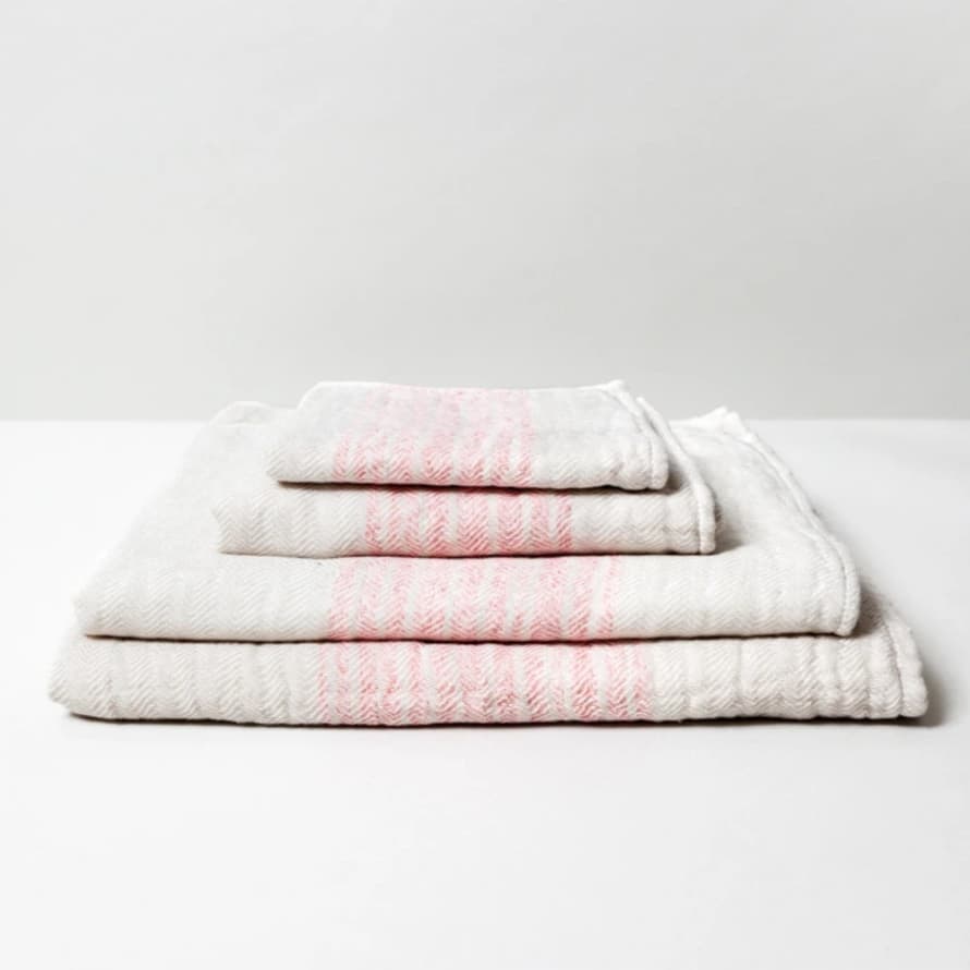 Kontex Flax Hand Towel - Pink Stripes