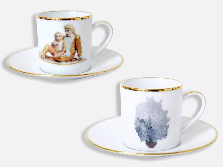 Bernardaud Two Set of  Banality Series  Jeff Koons Coffee Cup and Saucer