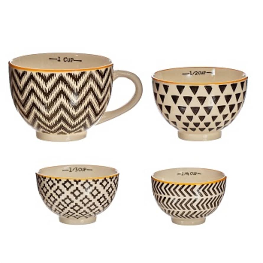 Sass & Belle  Ceramic Black Geometric Measuring Cups