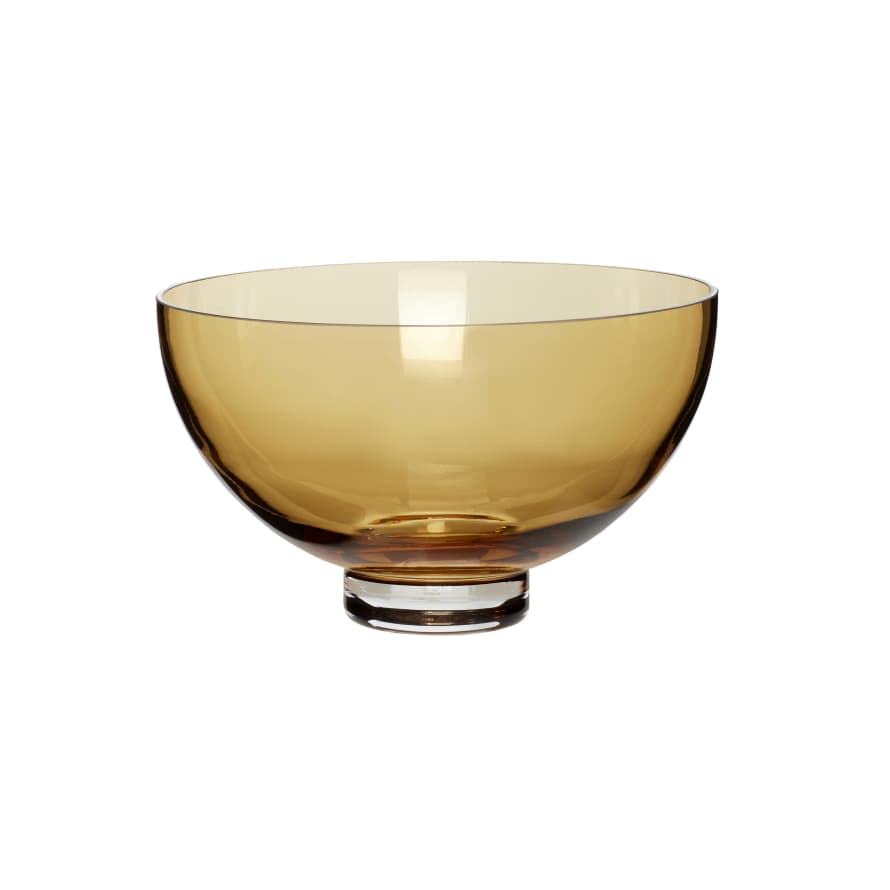 Hubsch Large Fluted Glass Bowl in Amber