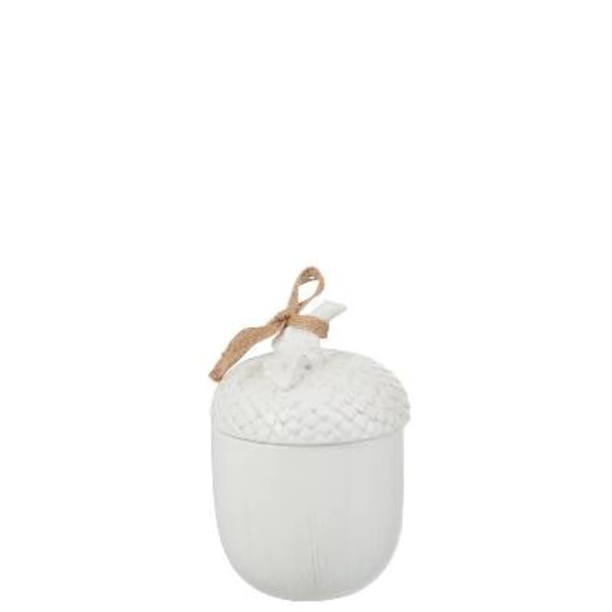 Jolipa White Ceramic Acorn Storage Jar