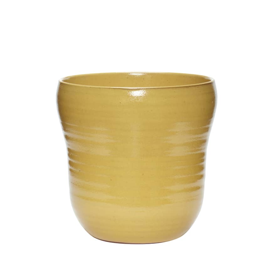 Hubsch Yellow Ceramic Pot in Large