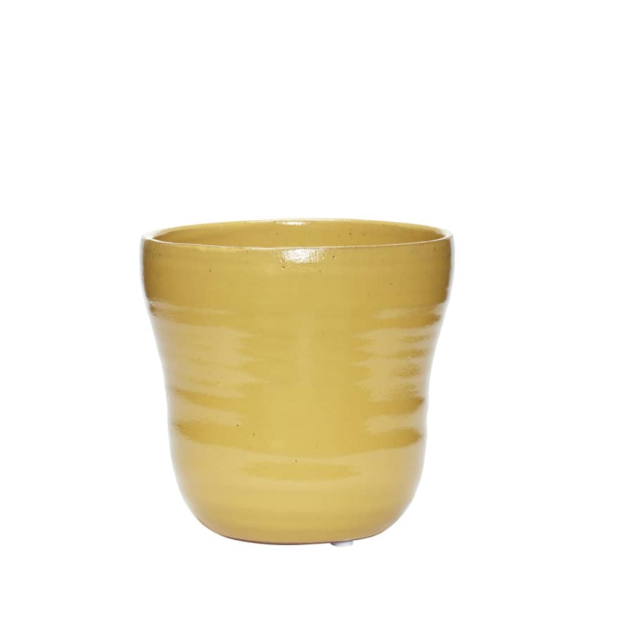 Hubsch Yellow Ceramic Pot in Small