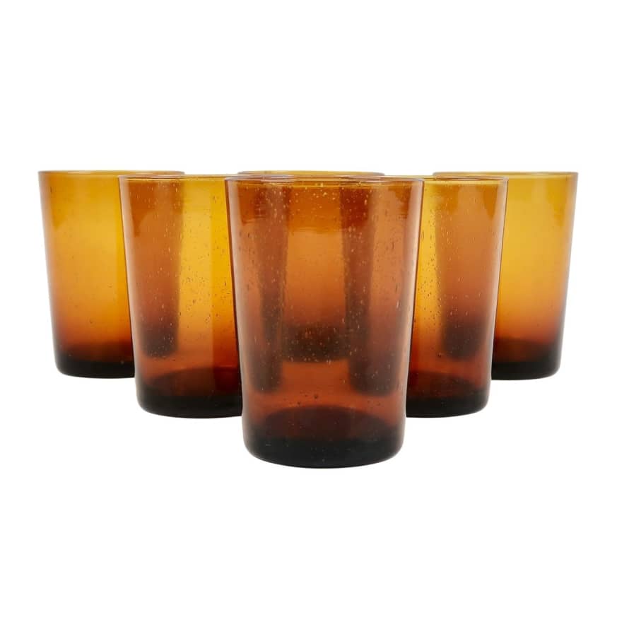 British Colour Standard Boxed Set of 6 Recycled Glass Tumblers Almond Shell