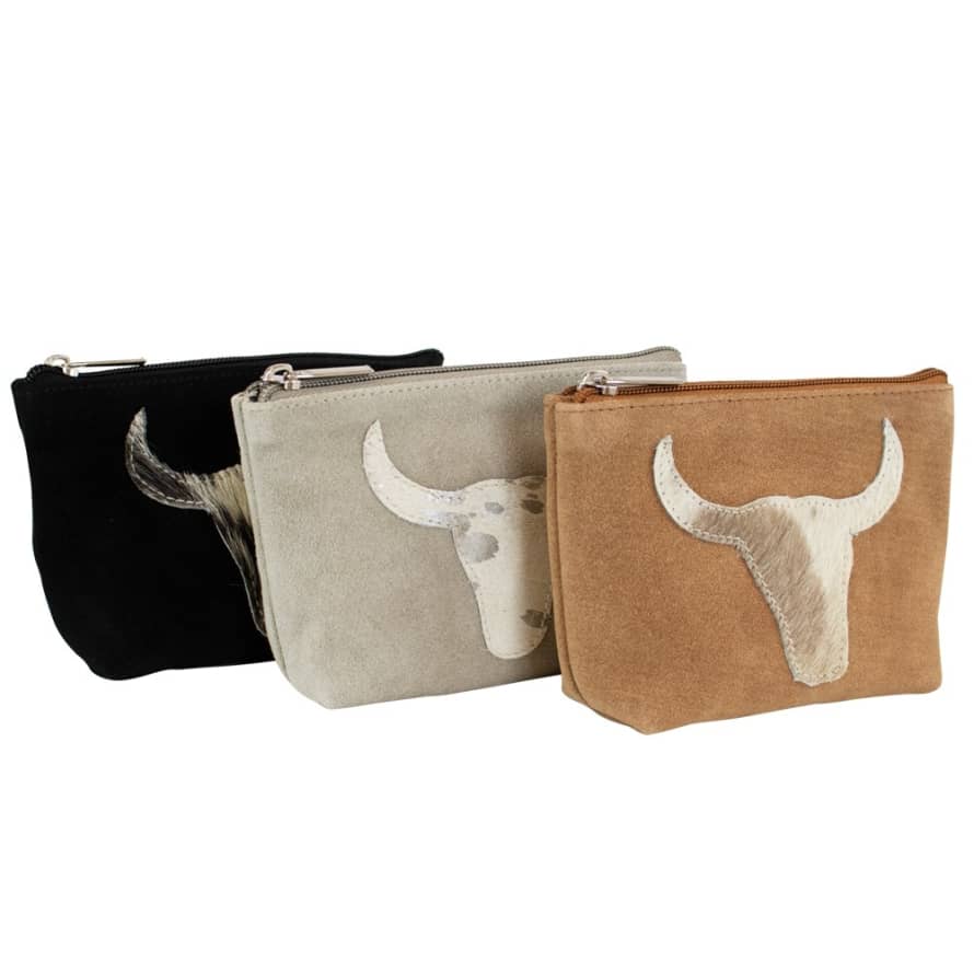 Bull Printed Leather Pouch