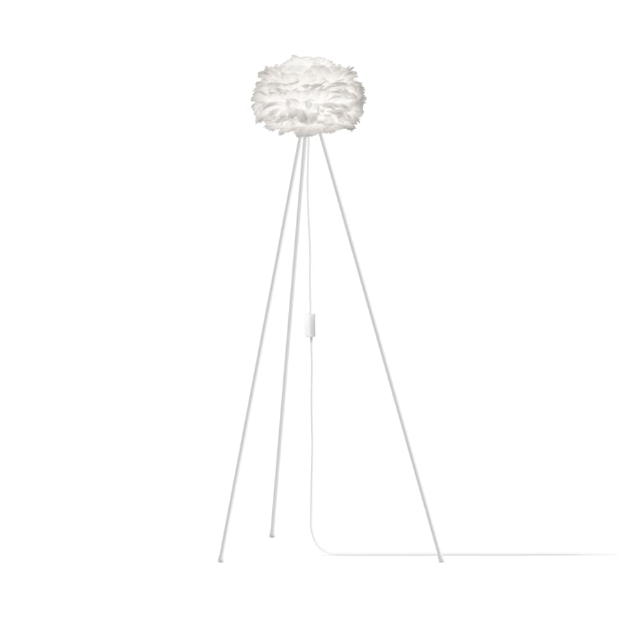 UMAGE Mini White Feather Eos Floor Lamp with White Tripod