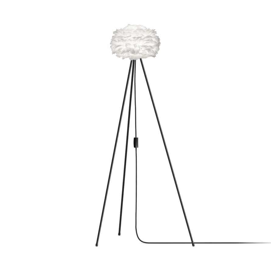 UMAGE Mini White Feather Eos Floor Lamp with Black Tripod