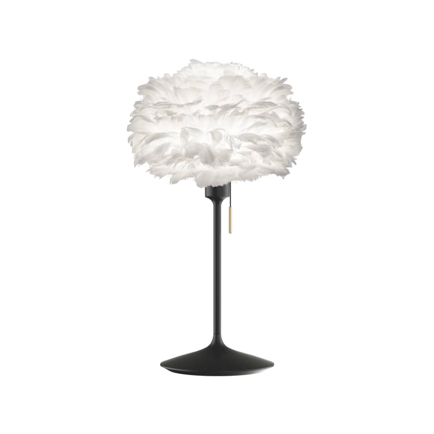 UMAGE Mini White Feather Eos Table Lamp with Black Santé Stand
