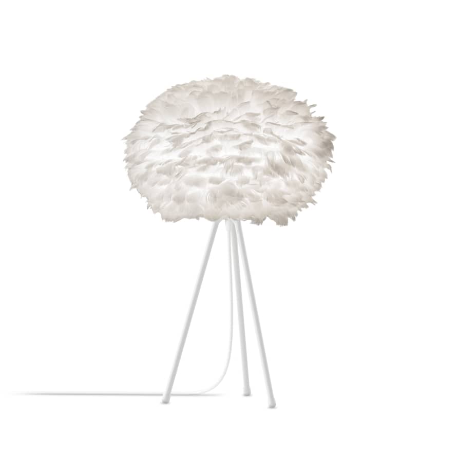 UMAGE Medium White Feather Eos Table Lamp with White Tripod
