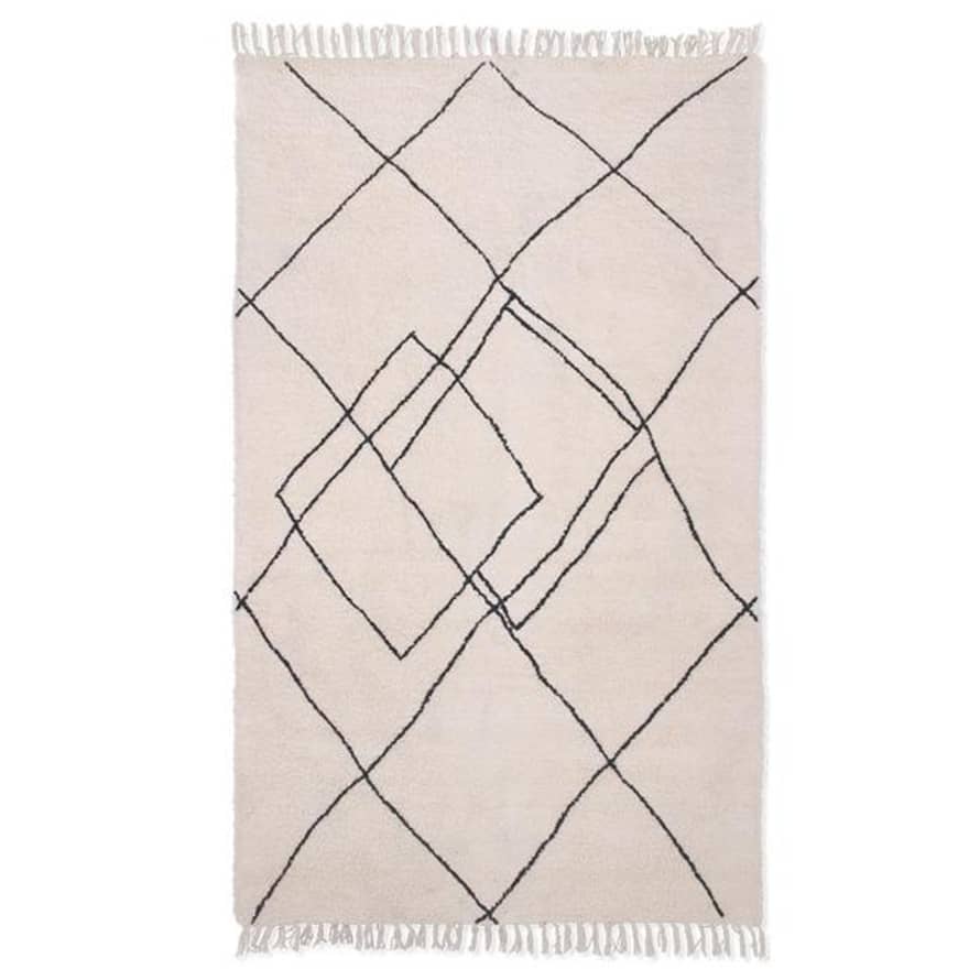 HK Living Handwoven Cotton Rug With Tufted Contrast Lines