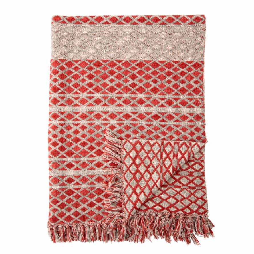 Bloomingville Verona Throw, Red, Recycled Cotton