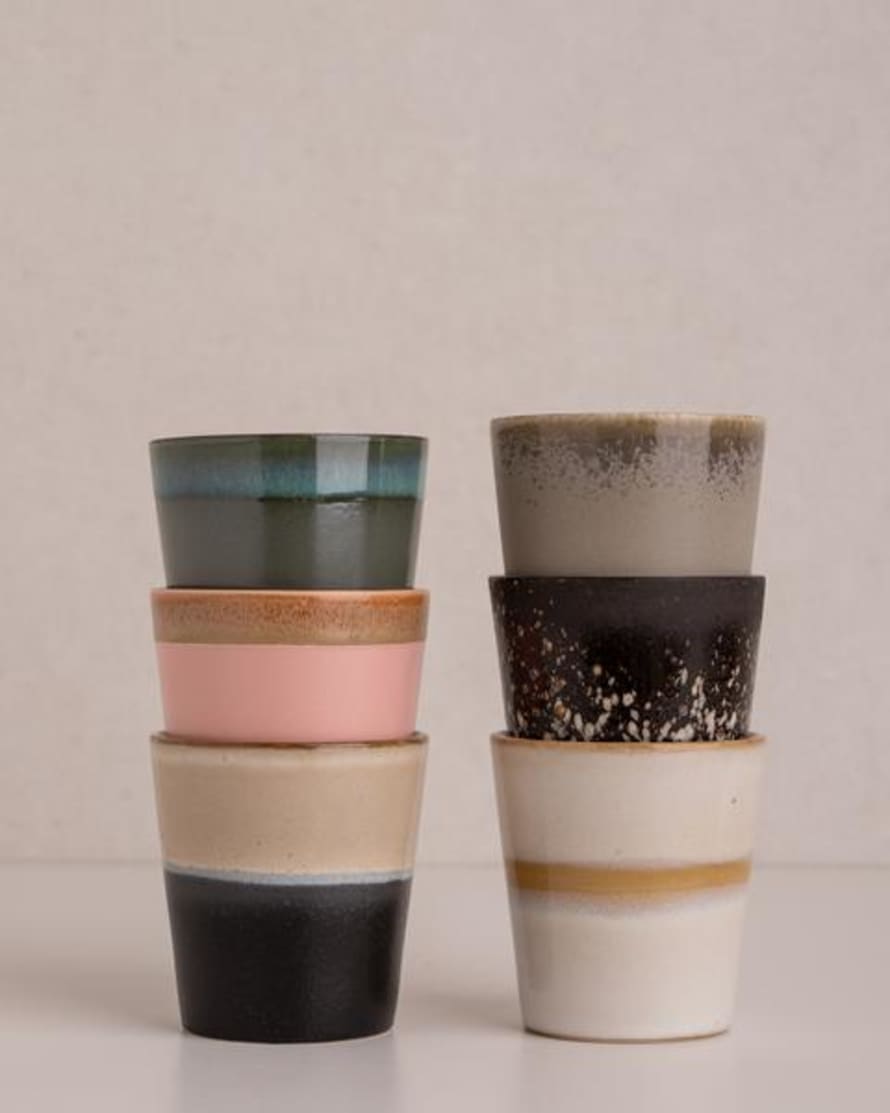 HK Living Ceramic 70 S Mug Set Of 6