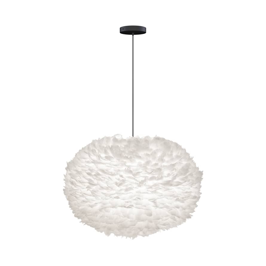 UMAGE XL White Feather Eos Pendant Shade with Black Rosette Cord Set