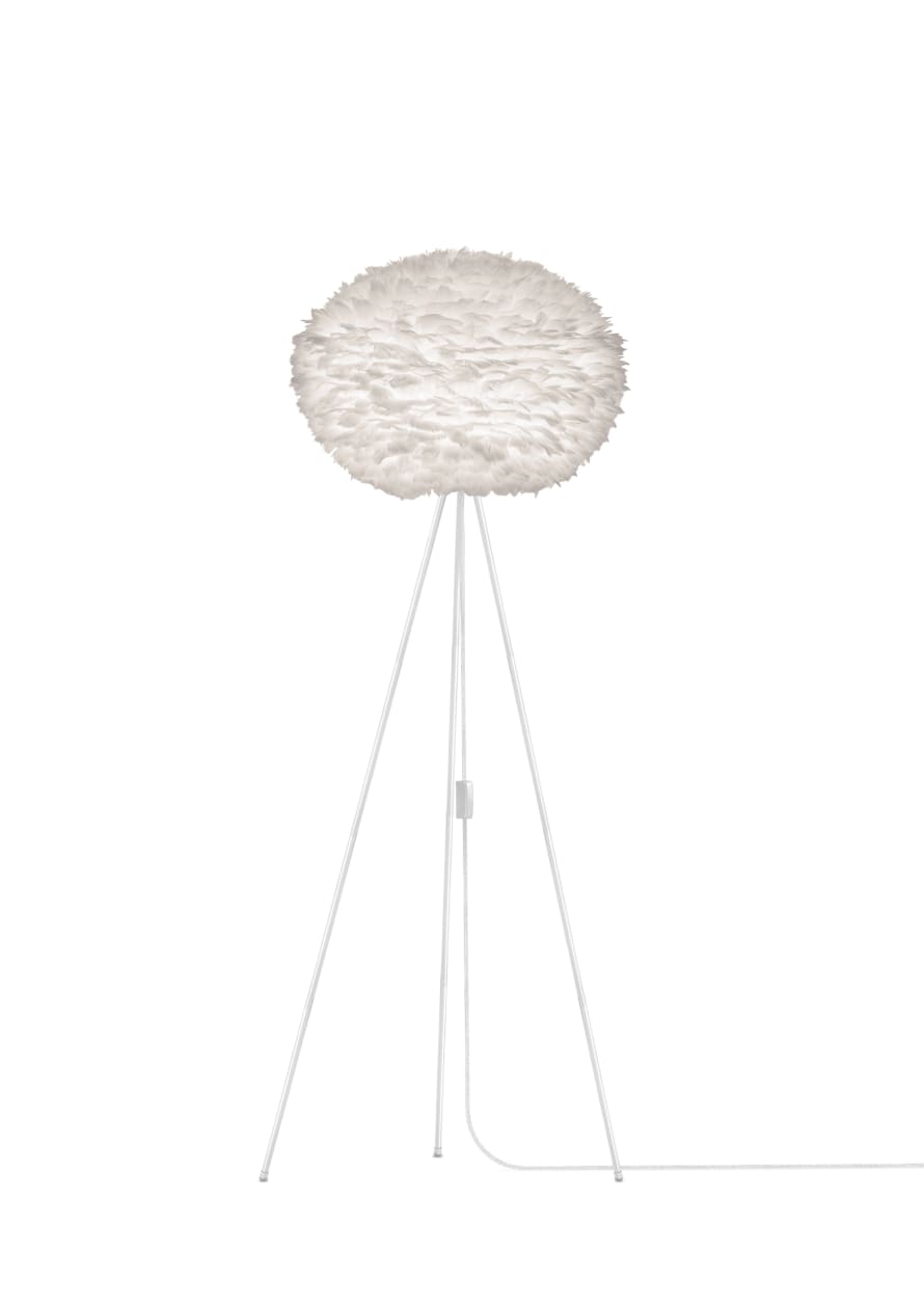UMAGE Large White Feather Eos Floor Lamp with White Tripod