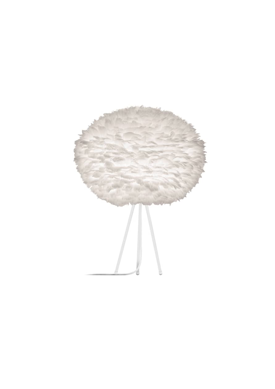UMAGE Large White Feather Eos Table Lamp with White Tripod
