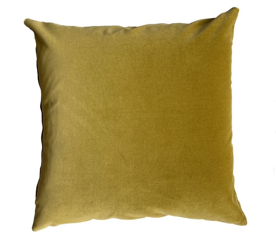 The Hackney Draper Cushion Velvet Square Ginger Green 