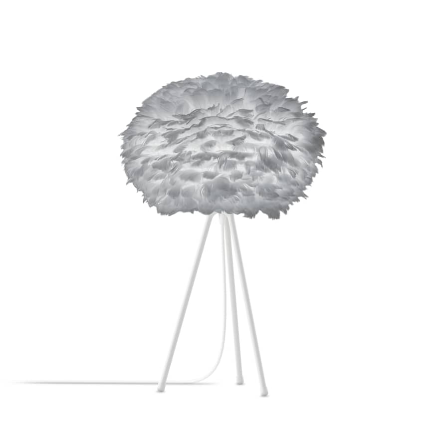 UMAGE Medium Light Grey Feather Eos Table Lamp with White Tripod
