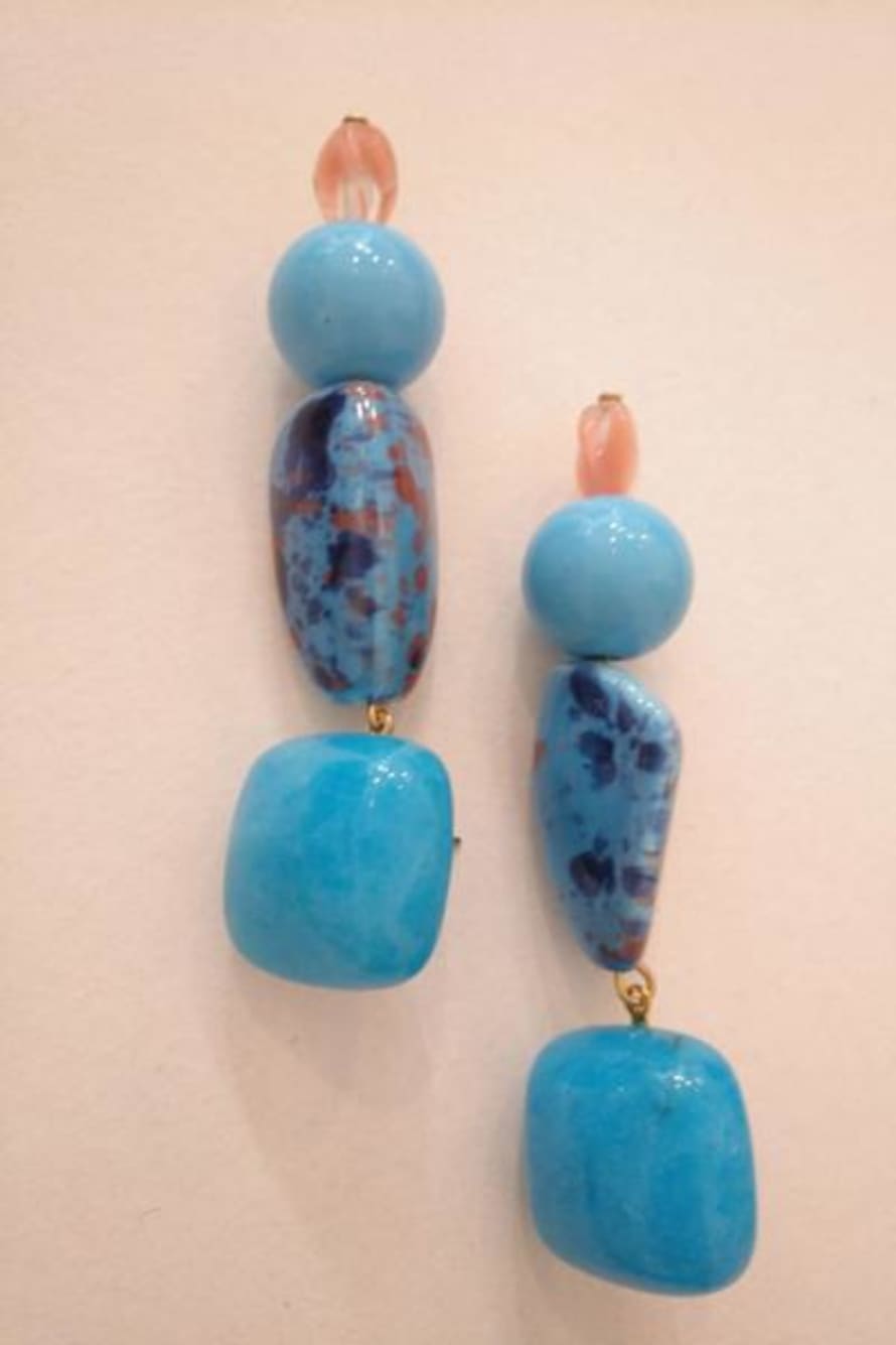 Yuumi Peralta Long Blue Stones Earrings By Yuumi Peralta
