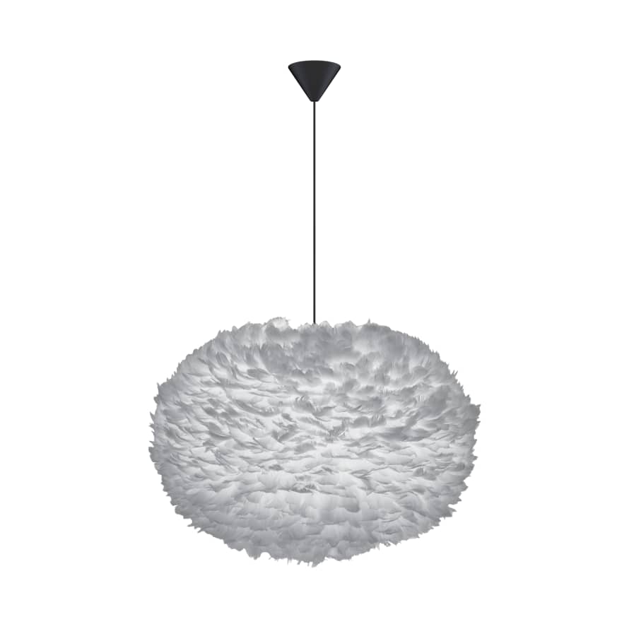 UMAGE XL Light Grey Feather Eos Pendant Shade with Black Cord Set