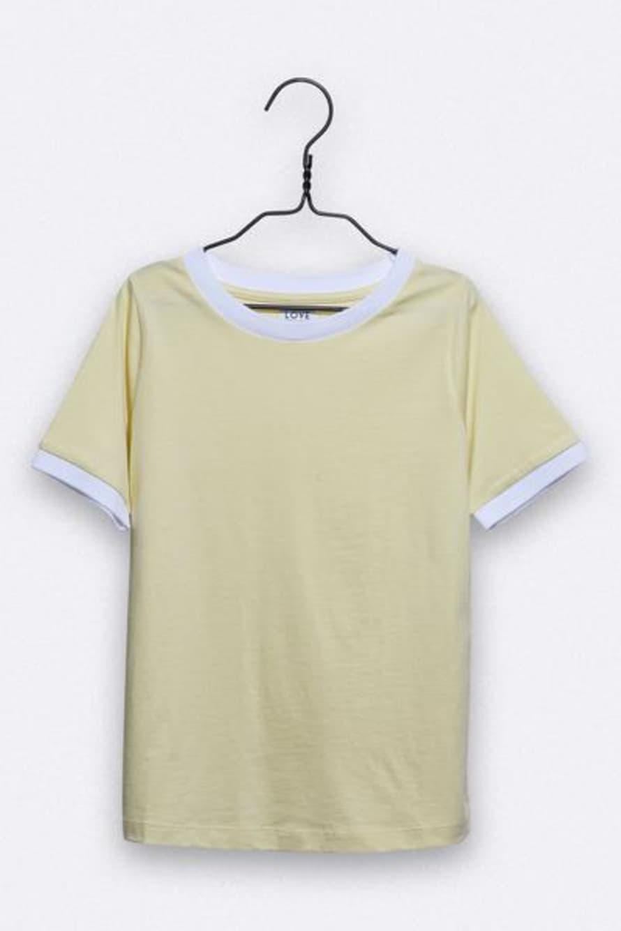LOVE kidswear Balthasar T Shirt In Light Yellow With White Rib For Kids