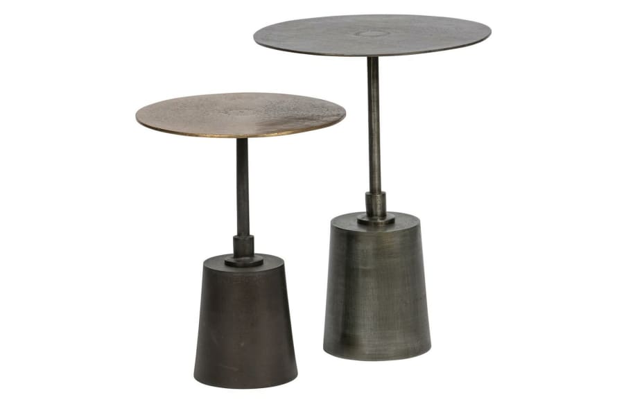 BePureHome Set Of 2 - Crush Sidetable Metal Antique Brass/Silver