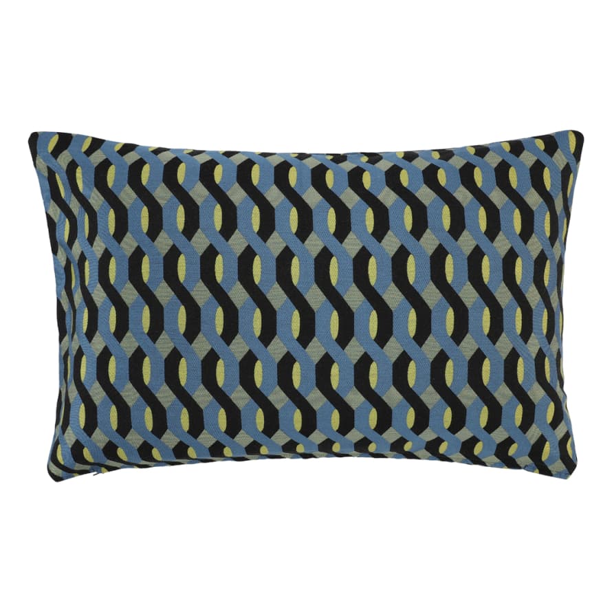 Dagny Black/Blue/Yellow Patterned Cushion, 40x60 cm