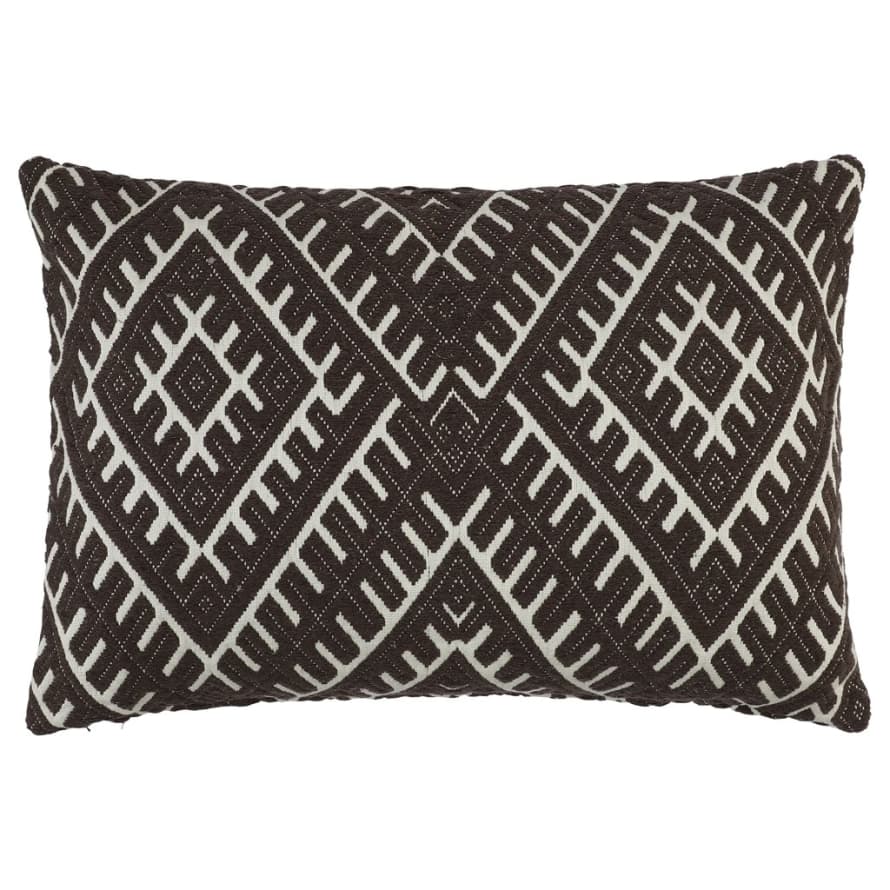 Dagny Thick Brown/Offwhite Patterned Cushion, 40x60 cm
