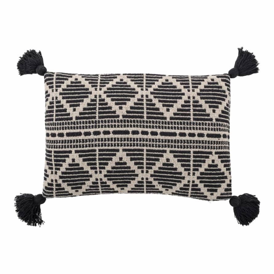 Bloomingville Black and Cream Recycled Cotton Cushion