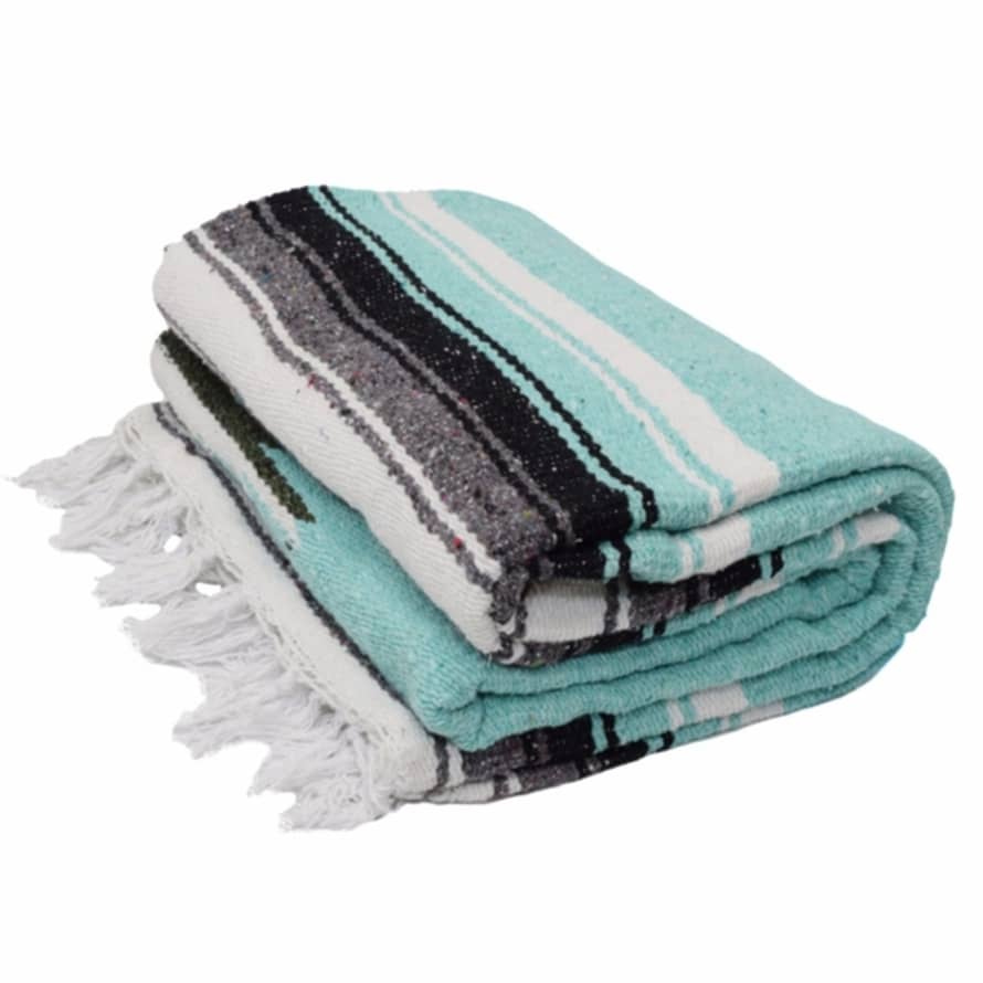 Hyde And Seek Mint and Grey Mexican Yoga Blanket