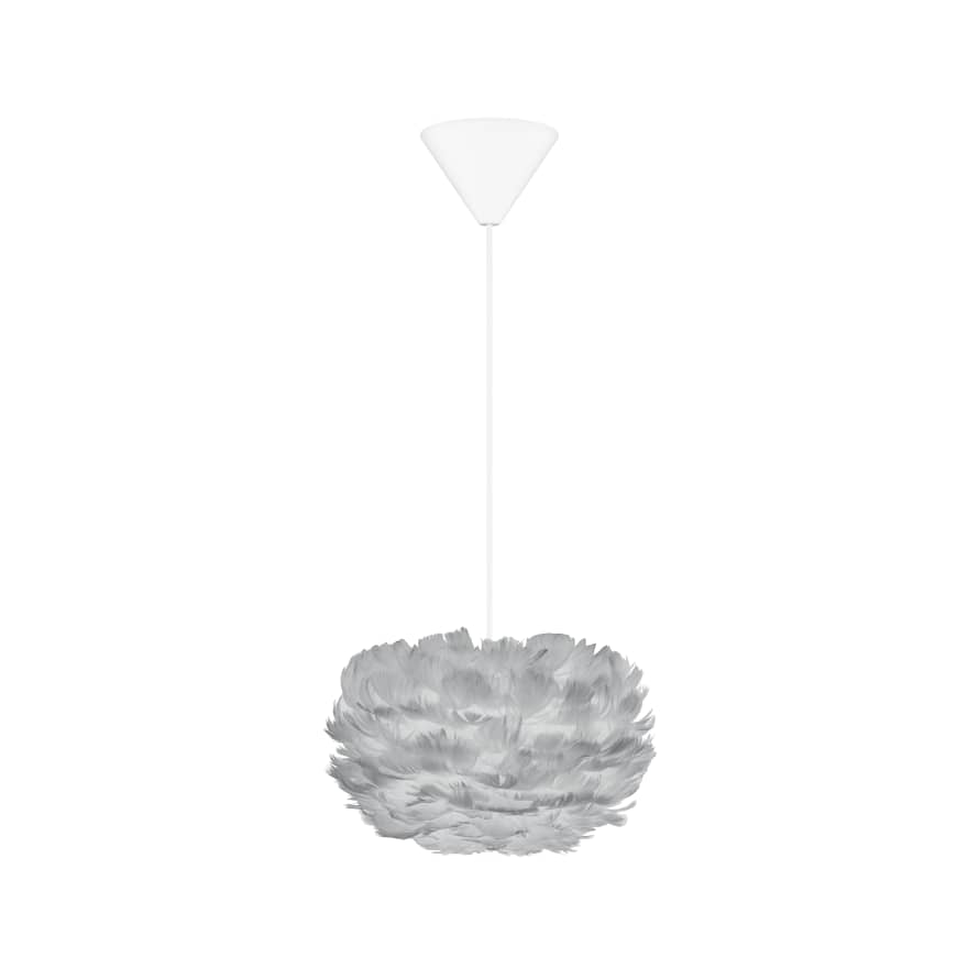 UMAGE Micro Light Grey Feather Eos Pendant Shade with White Cord Set