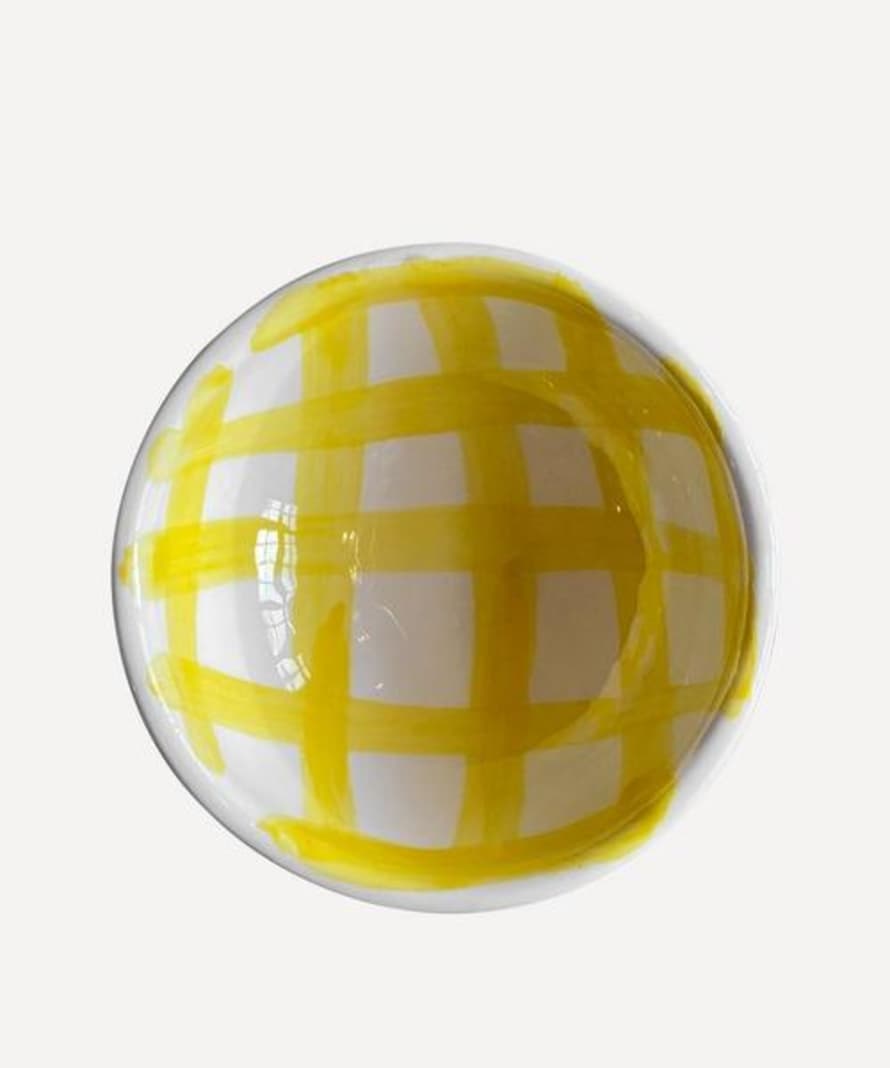 Vaisselle Dip Me Dipping Bowl Yellow And White Gingham